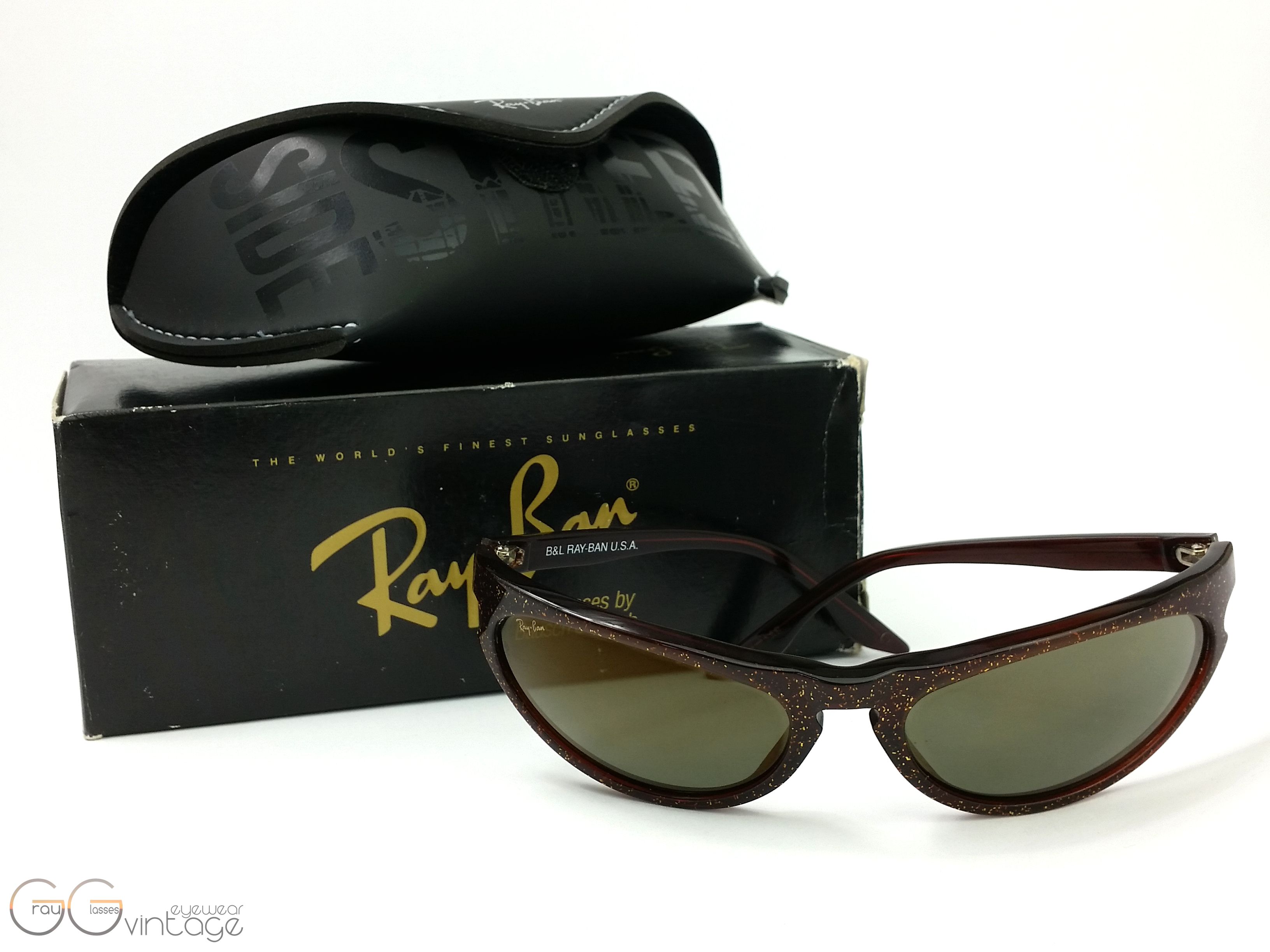 Ray-Ban B & L U.S.A Model 2354 Side Street gold mirror skyline