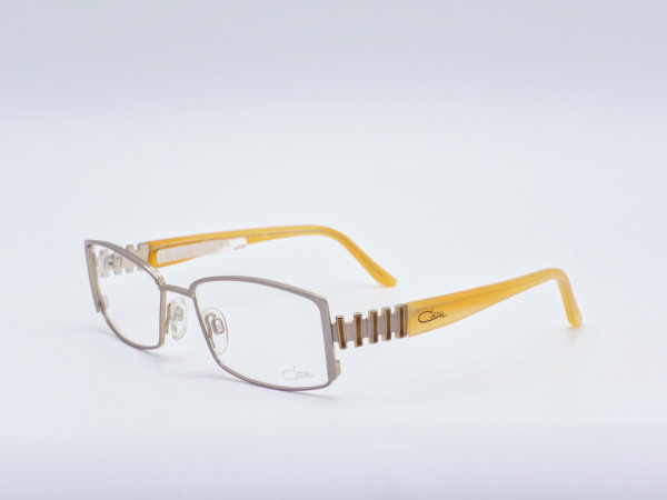 Cazal Damen Brille rechteckige Form silberner Rahmen orange Bügel Metall Fassung Modell 4131