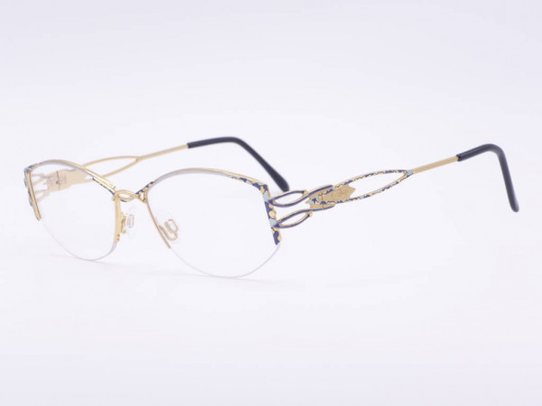 Cazal Halbrand Frauen Brille Modell 155 Metall Damen Fassung Blaue Applikationen GrauGlasses